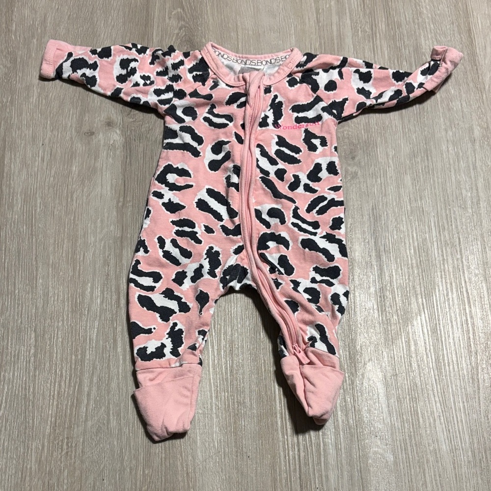 Bonds Pink and Black Patterned Footie